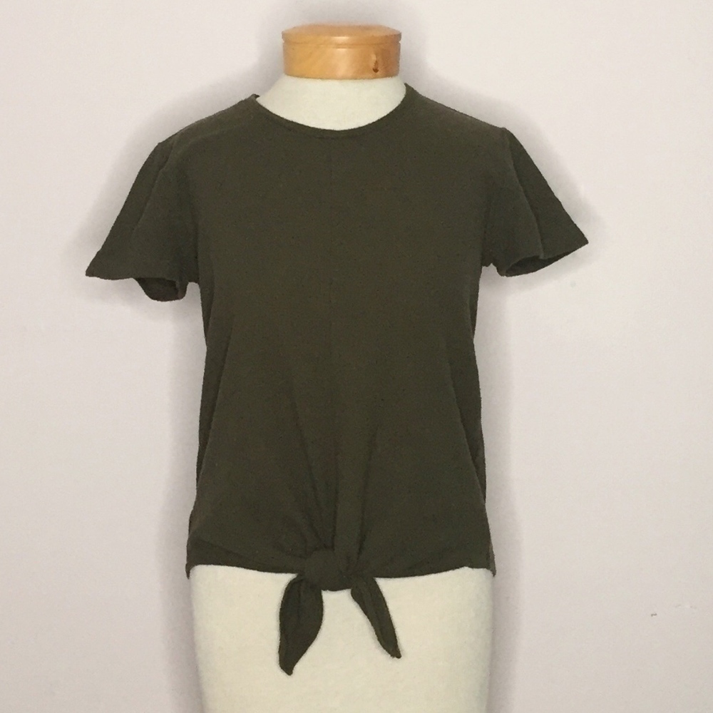 MADEWELL |  olive green tie front top